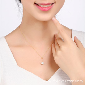 Pearl 18K Solid Gold Necklace Women